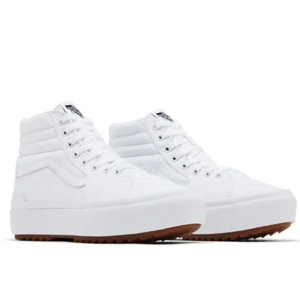 Vans White High-Top Sneakers with Gum Sole